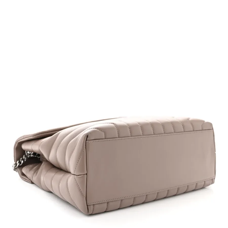 Saint Laurent Medium Loulou Chain Satchel Mink Y-Quilted Monogram Calfskin Leather Silver Hardware