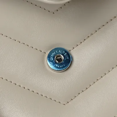 Saint Laurent Mini Loulou Crossbody Bag Crema Soft Y-Quilted Monogram Calfskin Leather Silver Hardware