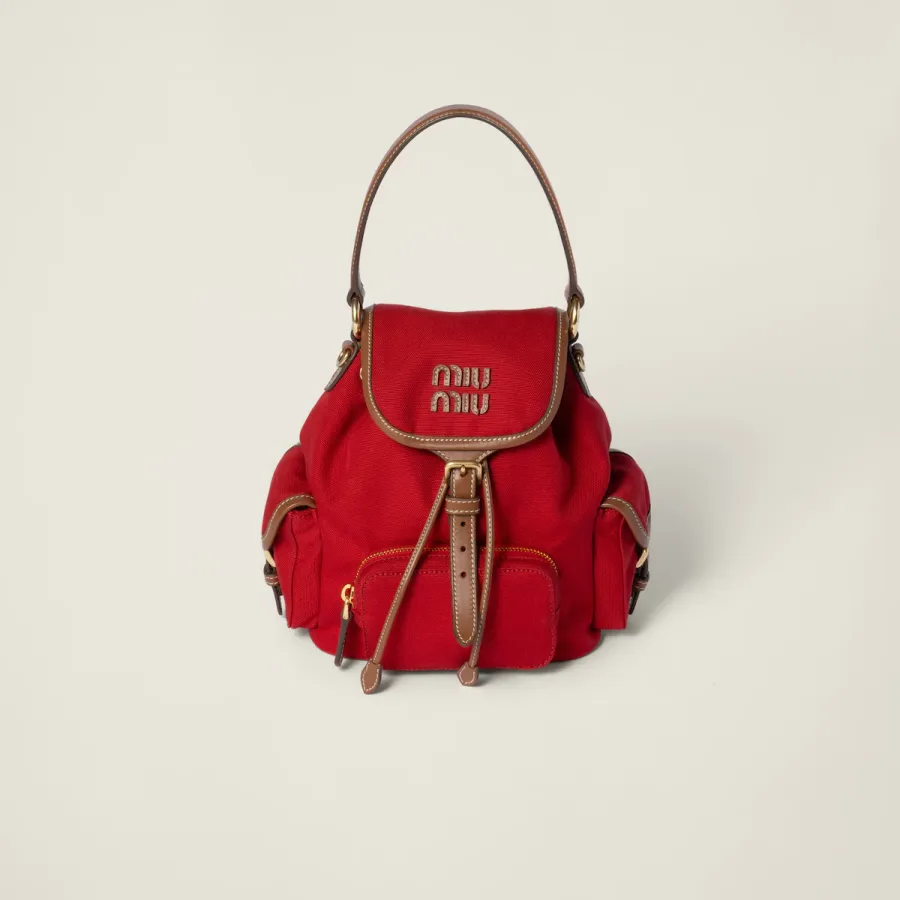 Miu Miu Red Canvas and Leather Backpacks