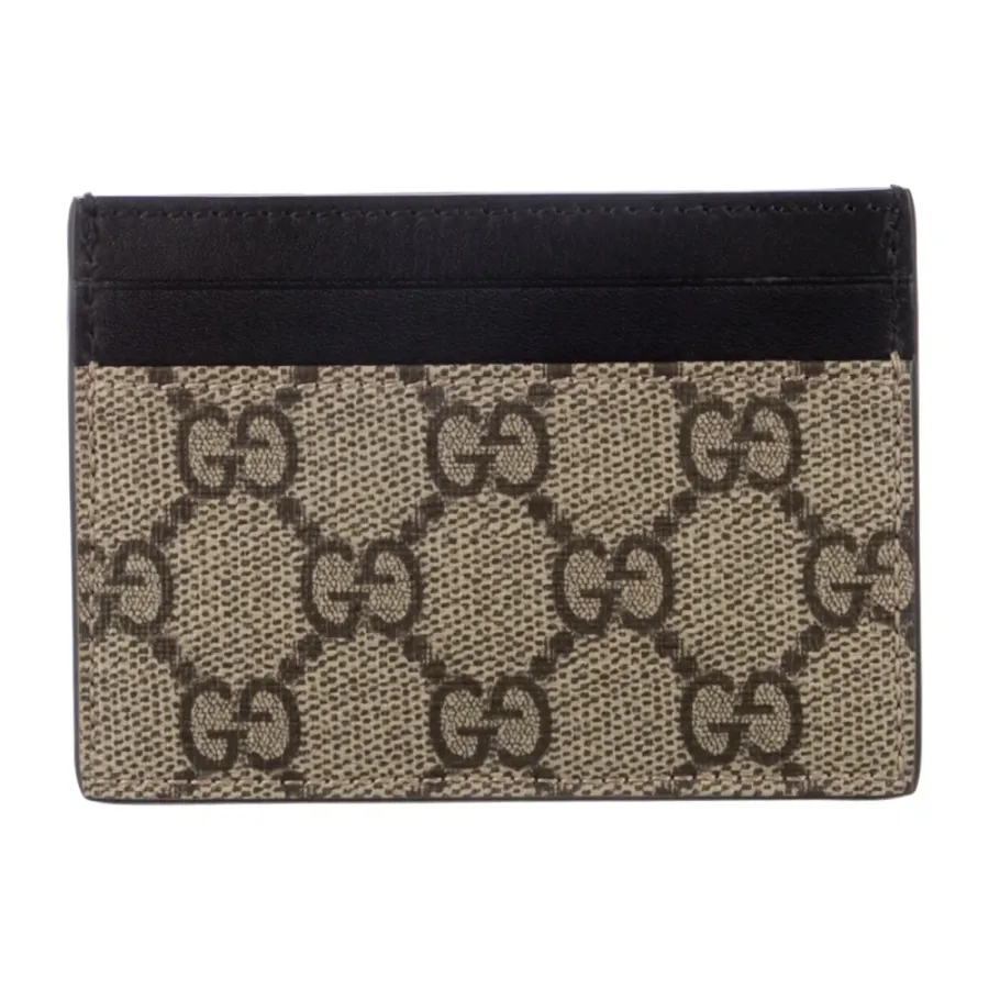 Gucci Small Card Holder Black and Grey GG Supreme Canvas & King Snake Leather