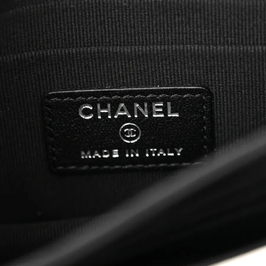 Chanel Trendy CC Wallet On Chain (WOC) Mini White Quilted Lambskin Leather Black Hardware