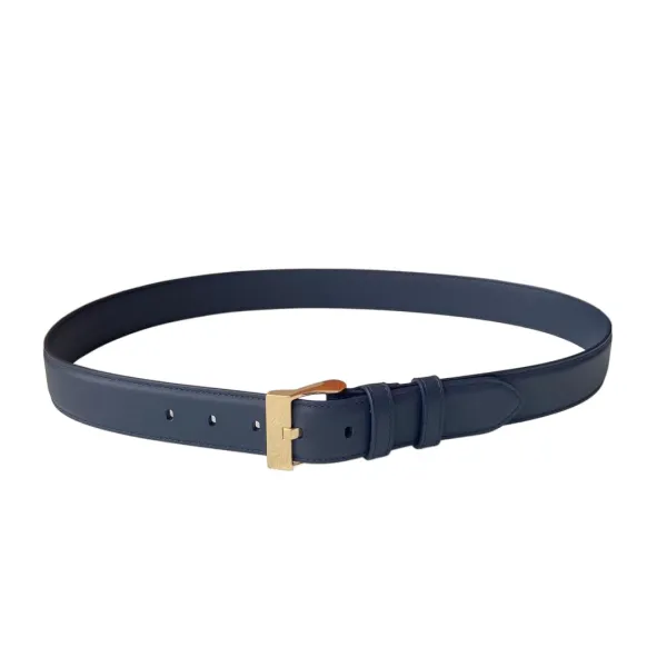 Bottega Veneta Men's Square Buckle Belt In Peru/Blue/Black Smooth Calfskin With Silver/Gold Hardware 35mm - Image 7