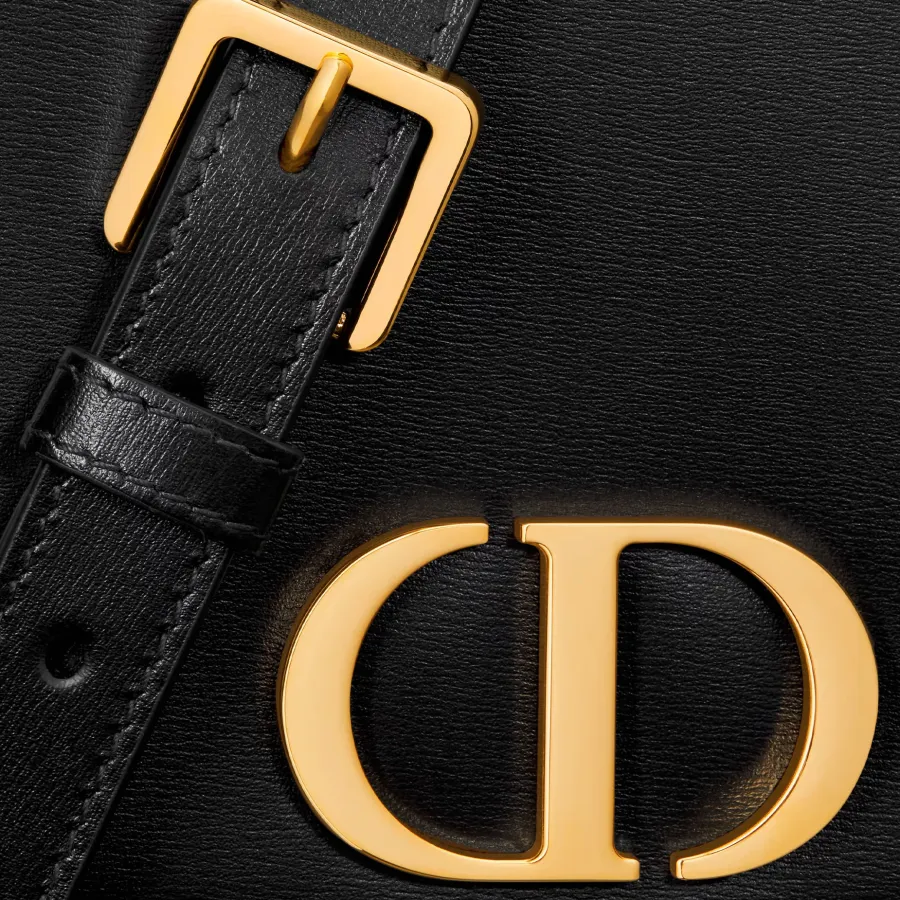 Dior Medium 30 Montaigne Avenue Top Handle Bag In Black Ribbed Calfskin With Gold Hardware