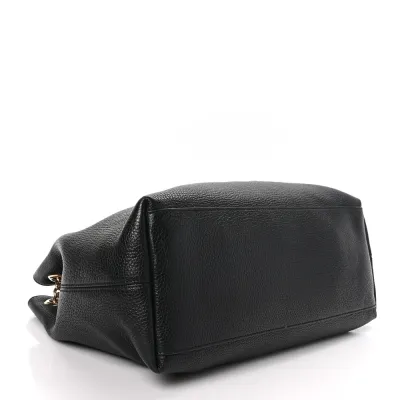 Gucci Medium Soho Chain Shoulder Bag Black Pebbled Calfskin Leather Light Gold Hardware