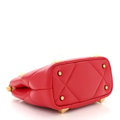 Valentino Garavani Small Roman Stud The Handle Bag Rouge Pur Nappa Leather Gold Hardware