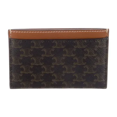 Celine Small Printed Compact Wallet Brown Calfskin Leather