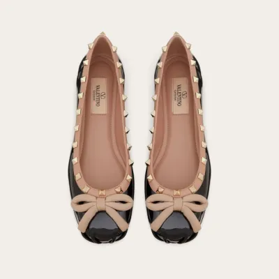 VALENTINO Studded patent leather ballet flats