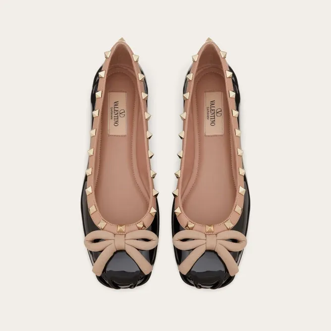 VALENTINO Studded patent leather ballet flats