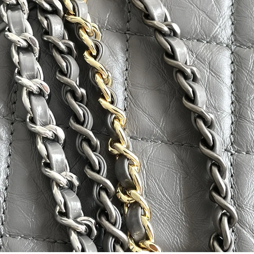 Chanel Grey Bag Quilted Calfskin Leather Shoulder Bags Crossbody Bags