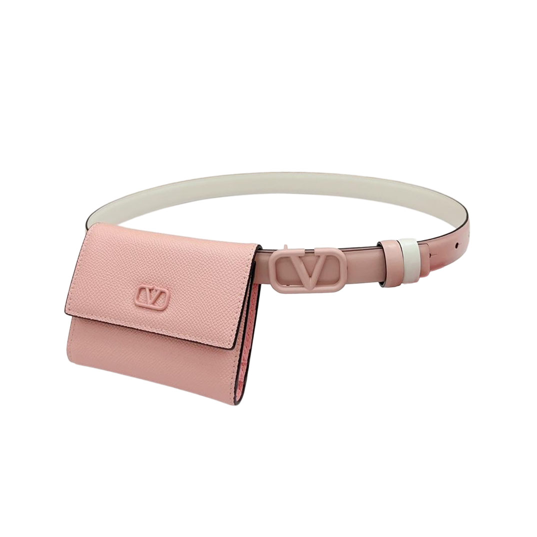 Valentino Cinto Bolsa com Fivela V na Cintura em Calfskin Rosa/Azul/Verde/Marrom/Vermelho/Preto com Hardware Rosa/Azul/Verde/Marrom/Vermelho/Preto 20mm