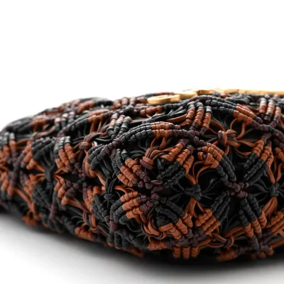 Chanel Mini Black / Light Brown / Burgundy Chanel 22 Calfskin Leather Macrame Aged Gold Hardware