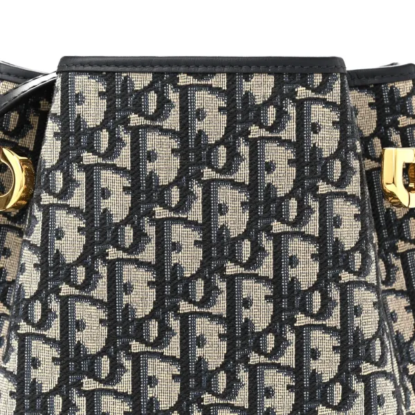 Dior Medium C’est Dior Bucket Bag Blue Oblique Canvas & Cannage Calfskin Leather Gold Hardware - Image 8