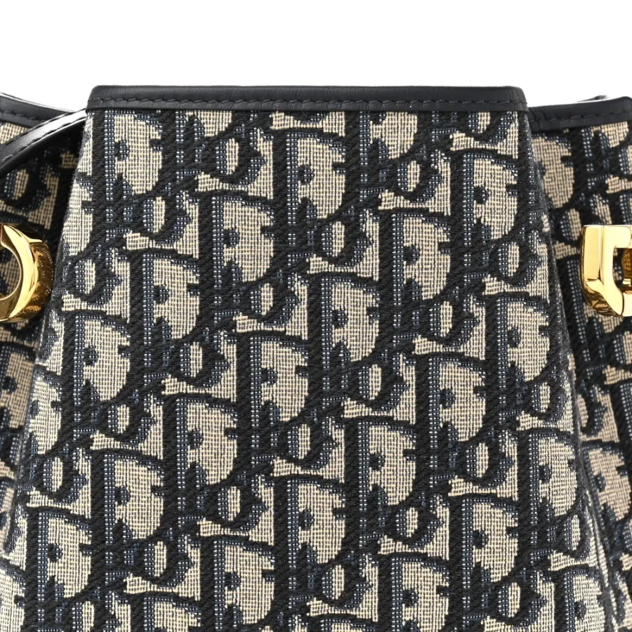 Dior Medium C’est Dior Bucket Bag Blue Oblique Canvas & Cannage Calfskin Leather Gold Hardware