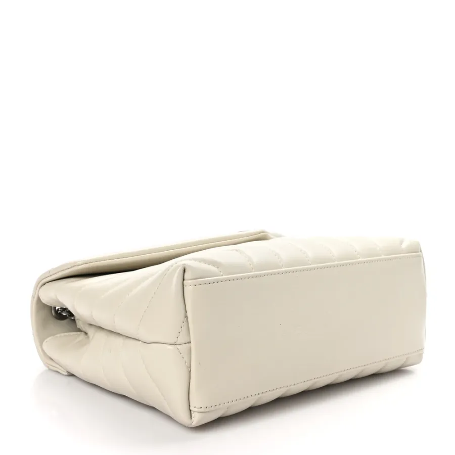 Saint Laurent Small Loulou Chain Satchel Crema Soft Y-Quilted Monogram Calfskin Leather Gold Hardware