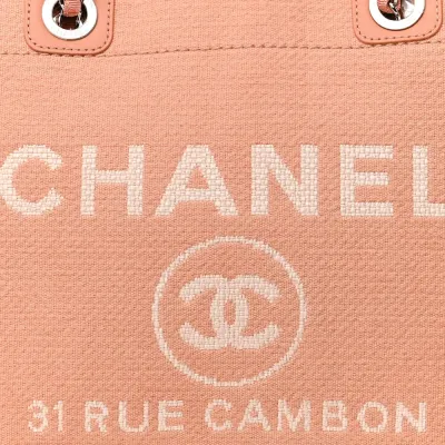 Chanel Deauville Tote Small Light Orange Mixed Fibers Silver Hardware