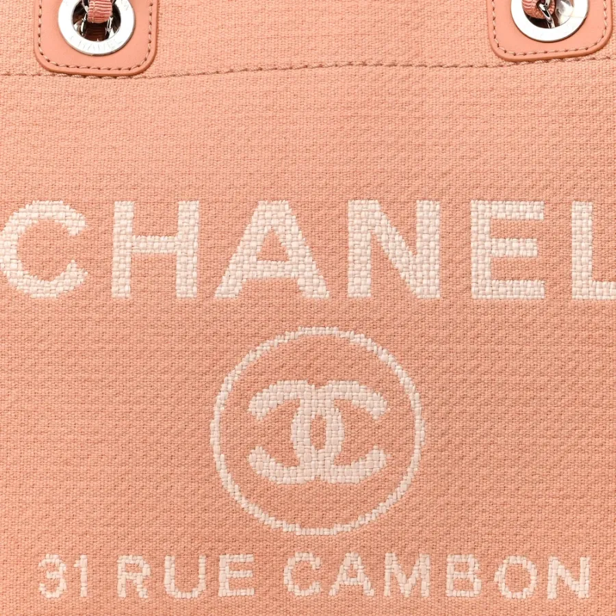 Chanel Deauville Tote Small Light Orange Mixed Fibers Silver Hardware