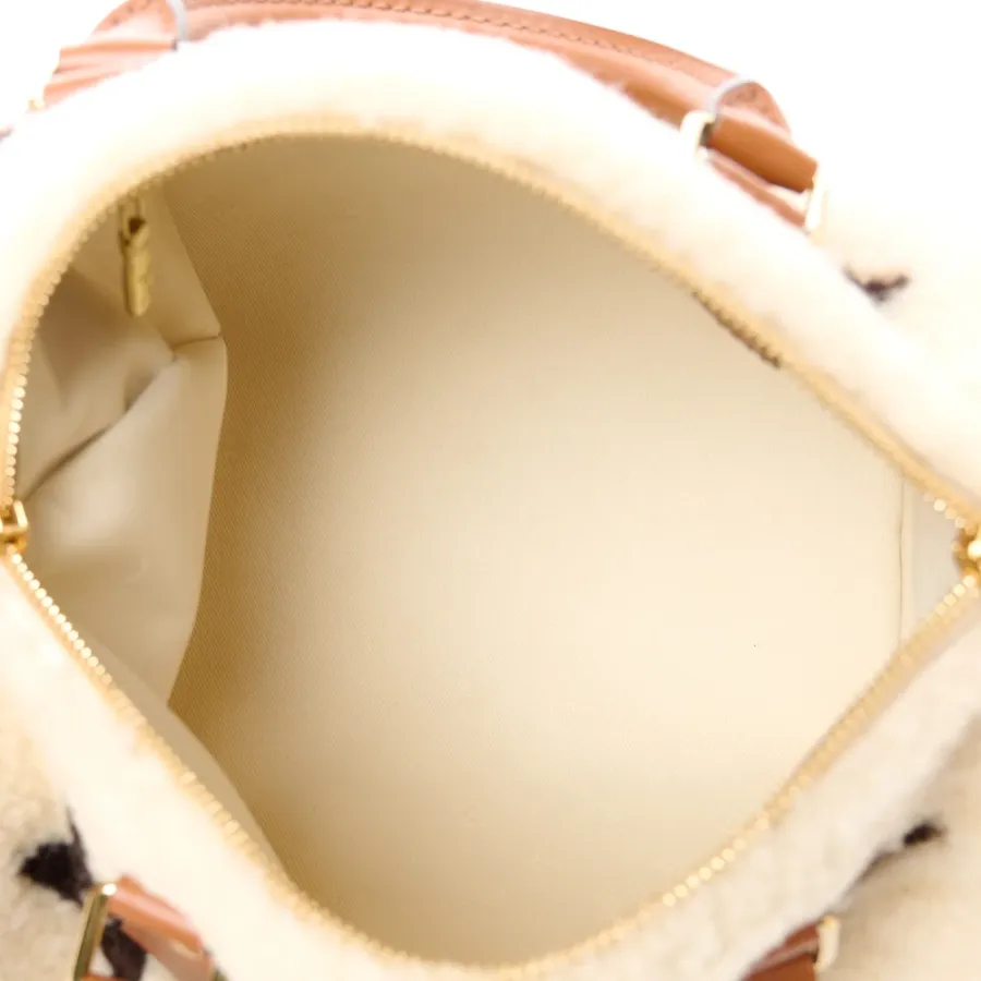 Louis Vuitton Speedy Bandoulière 25 Cream/Brown Monogram Canvas & Shearling Gold Hardware