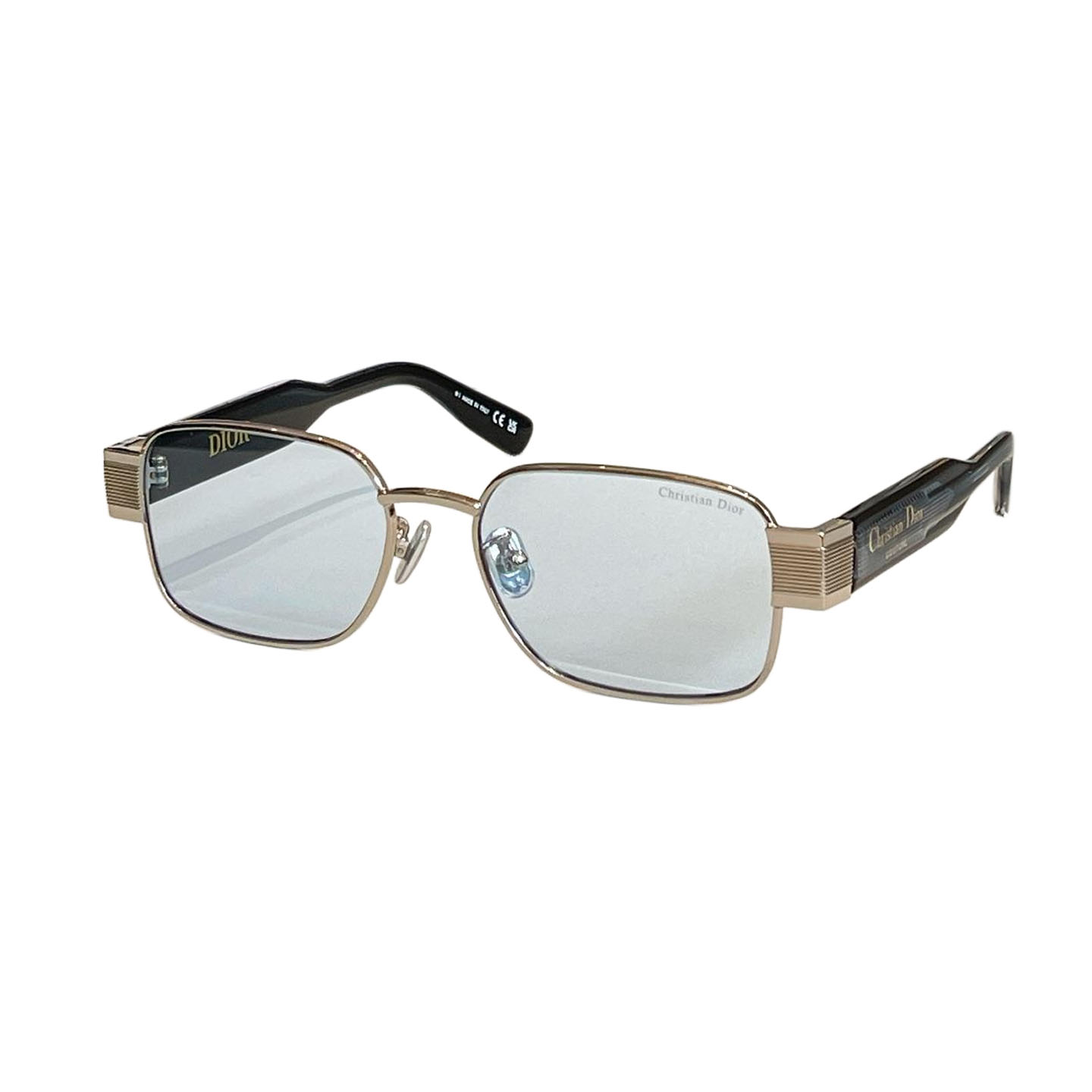 Óculos DIOR armação quadrada azul prateado/azul dourado claro/preto dourado claro Tamanho 54口17-145