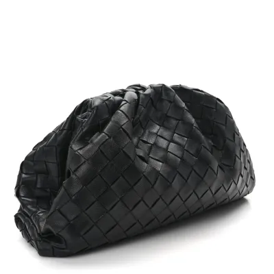 Bottega Veneta Medium Intrecciato Teen Pouch Black Nappa Leather
