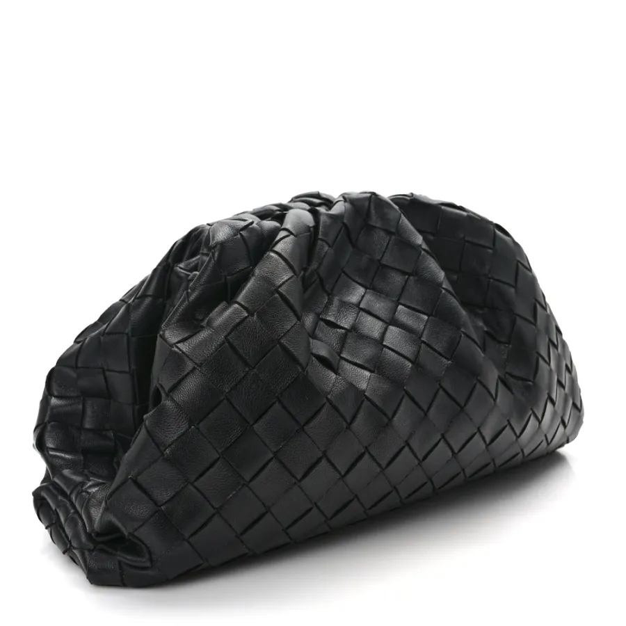 Bottega Veneta Medium Intrecciato Teen Pouch Black Nappa Leather