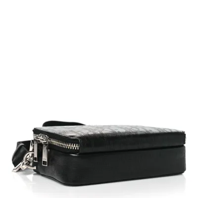 Dior Small Messenger Black Multicolor Galaxy Perforated Oblique Calfskin Leather Silver Hardware
