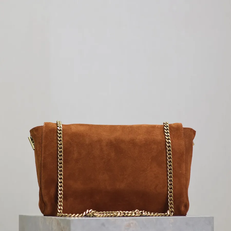 Saint Laurent Khaki Kate Reversible Chain Bag (Suede & Smooth Leather / Suede & Crocodile Pattern) Crossbody Bags