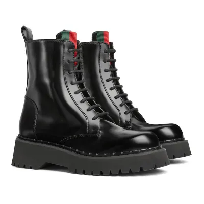 Gucci black webbing woven short boots