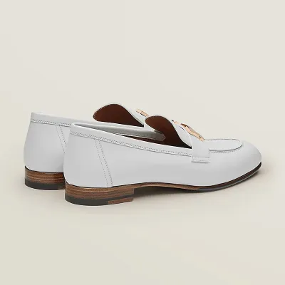 HERMES Paris White Loafers