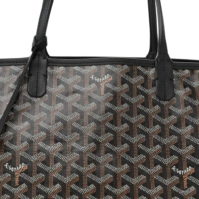 Goyard Reversible Anjou Tote PM Black Goyardine Canvas