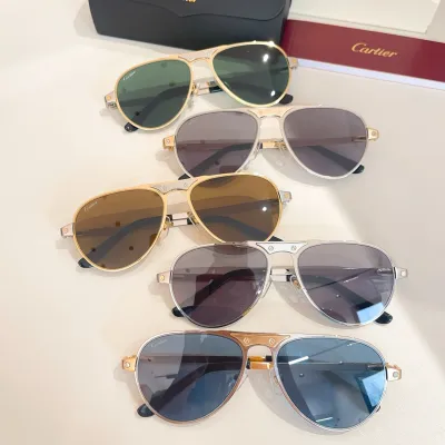 Cartier Pilot glasses blue gold/green gold/brown gold/grey gold/grey silver color Size 54口20-145