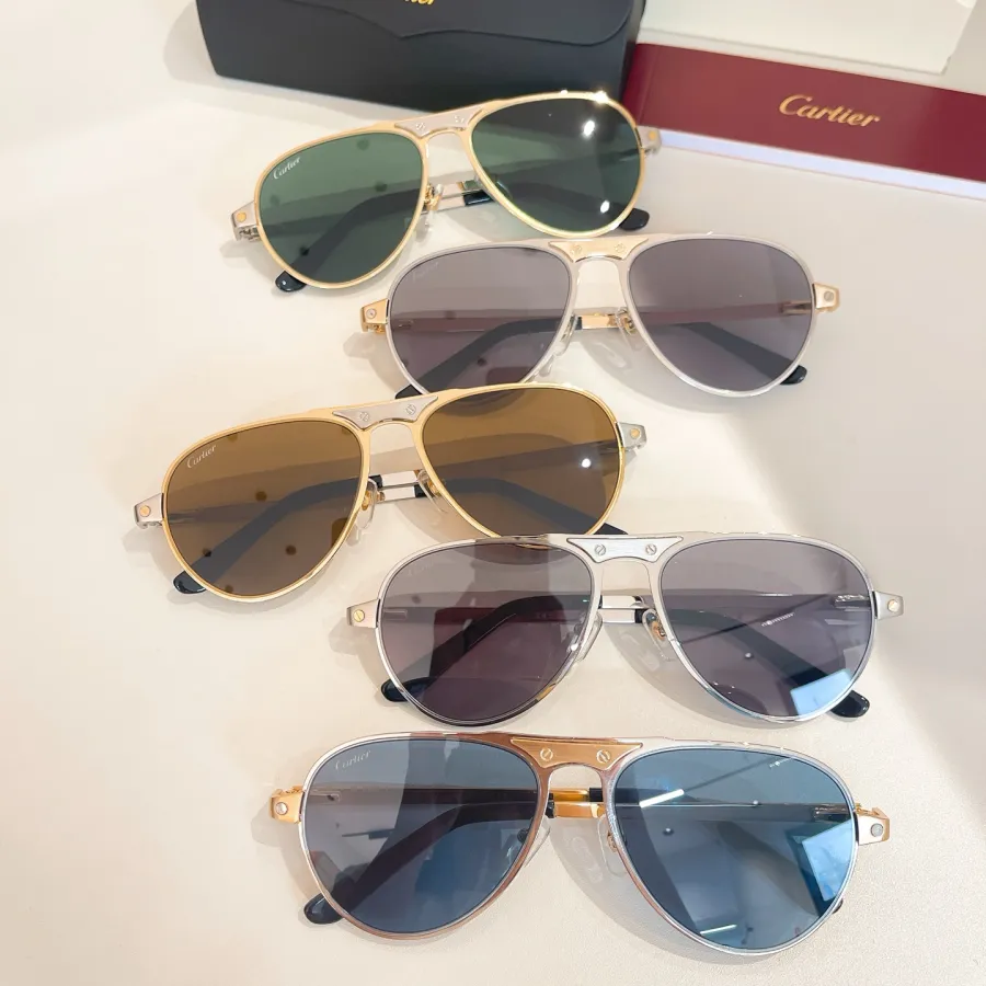 Cartier Pilot glasses blue gold/green gold/brown gold/grey gold/grey silver color Size 54口20-145