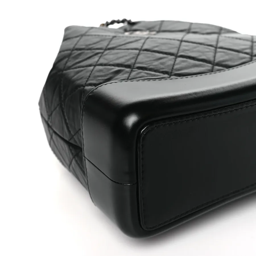 Chanel Gabrielle Backpack Small Black Quilted Aged Calfskin Leather Mixed Metal Hardware