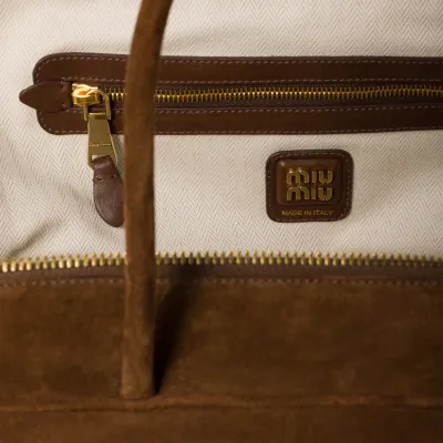Miu Miu Beau Suede Leather Brown Top-Handle Bags