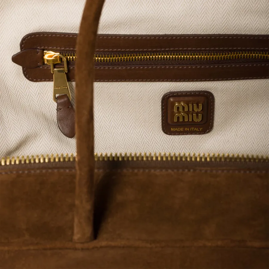 Miu Miu Beau Suede Leather Brown Top-Handle Bags
