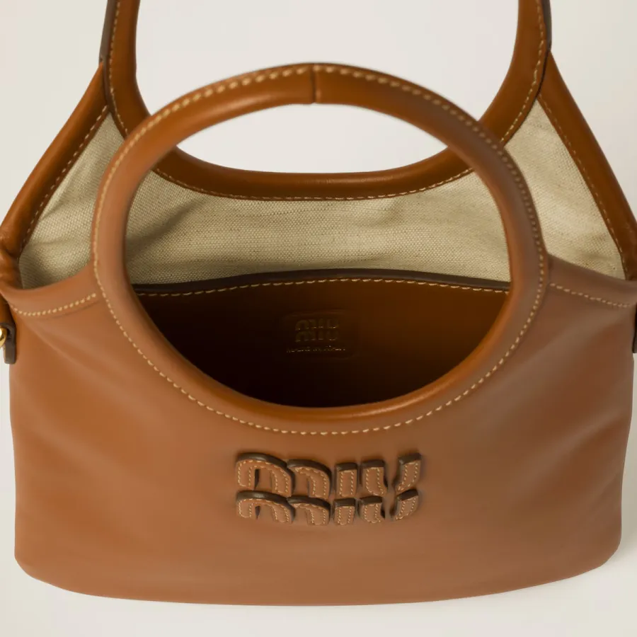 Miu Miu Calfskin Leather Brown Shoulder Bags