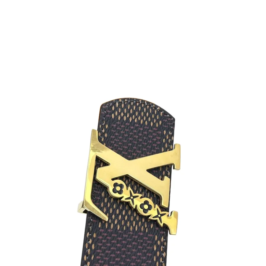 Louis Vuitton Men's Flower Buckle Reversible Belt In Black/Brown Dimension Calfskin With Gold/Silver Hardware 40mm