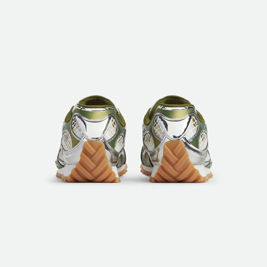 Bottega Veneta Orbit Sneakers In Silver/Mud Technical Fabric And Mesh Lace-Up Sneaker