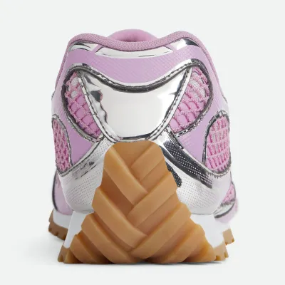 Bottega Veneta Orbit Sneakers In Silver/Pink Technical Fabric And Mesh Lace-Up Sneaker