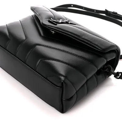 Saint Laurent Mini Loulou Crossbody Bag Black Y-Quilted Monochrome Monogram Calfskin Leather Incognito Hardware