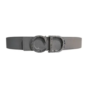 Dior Men' s 30 Montaigne Belt In Grey/BlackWhite Grained Calfskin With Silver/Gold/Black Hardware 35mm