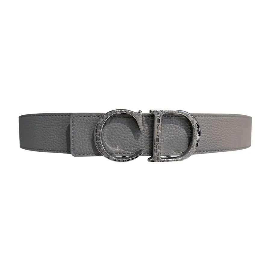 Dior Men' s 30 Montaigne Belt In Grey/BlackWhite Grained Calfskin With Silver/Gold/Black Hardware 35mm