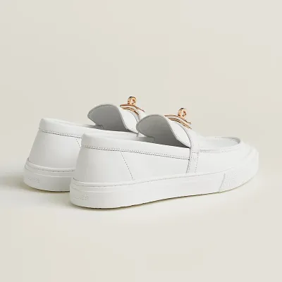 HERMES Game White Loafers