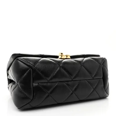 Chanel Color Match Flap Small Black Quilted Lambskin Leather Gold Hardware