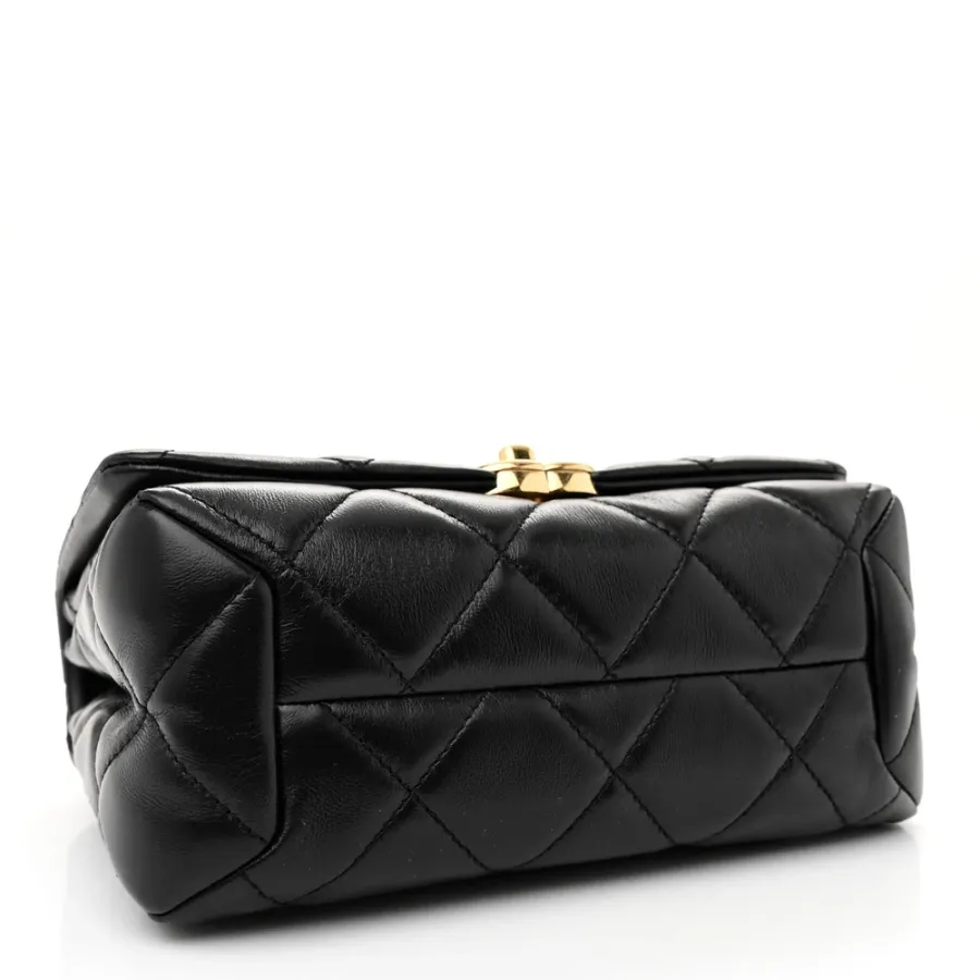 Chanel Color Match Flap Small Black Quilted Lambskin Leather Gold Hardware