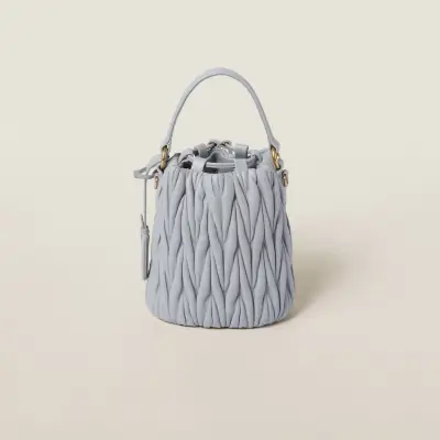 Miu Miu Matelassé Quilted Lambskin Leather Blue Bucket Bags