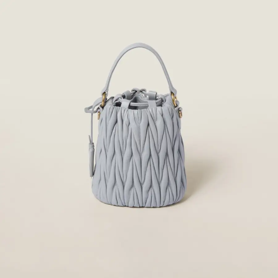 Miu Miu Matelassé Quilted Lambskin Leather Blue Bucket Bags
