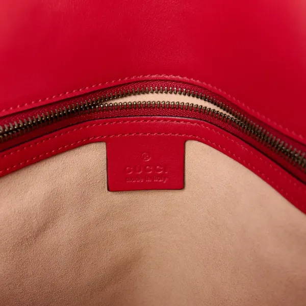 Gucci Large GG Marmont Shoulder Bag Hibiscus Red Calfskin Matelassé Leather Aged Gold Hardware - Image 2