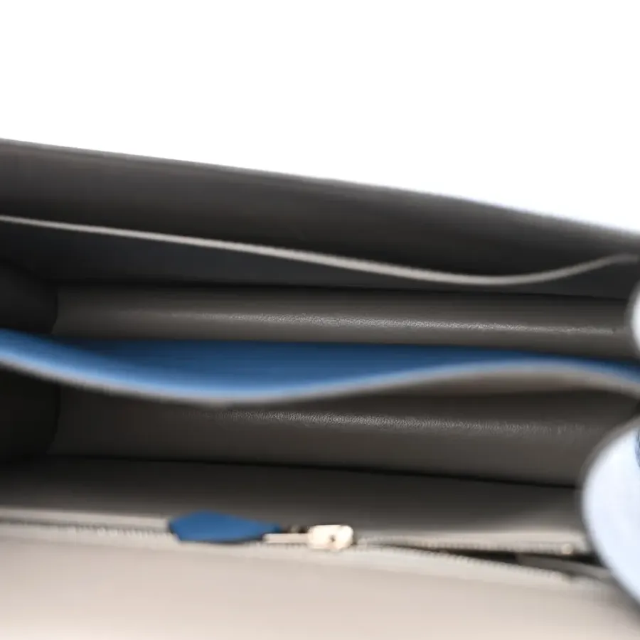 Hermès Constance Verso 24 Bleu Agate / Gris Mouette Epsom Leather Palladium Silver Hardware