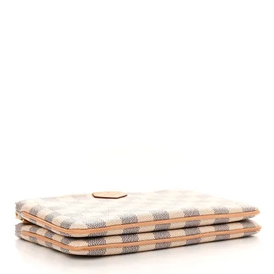 Louis Vuitton Double Zip Pochette PM Damier Azur Canvas Gold Hardware