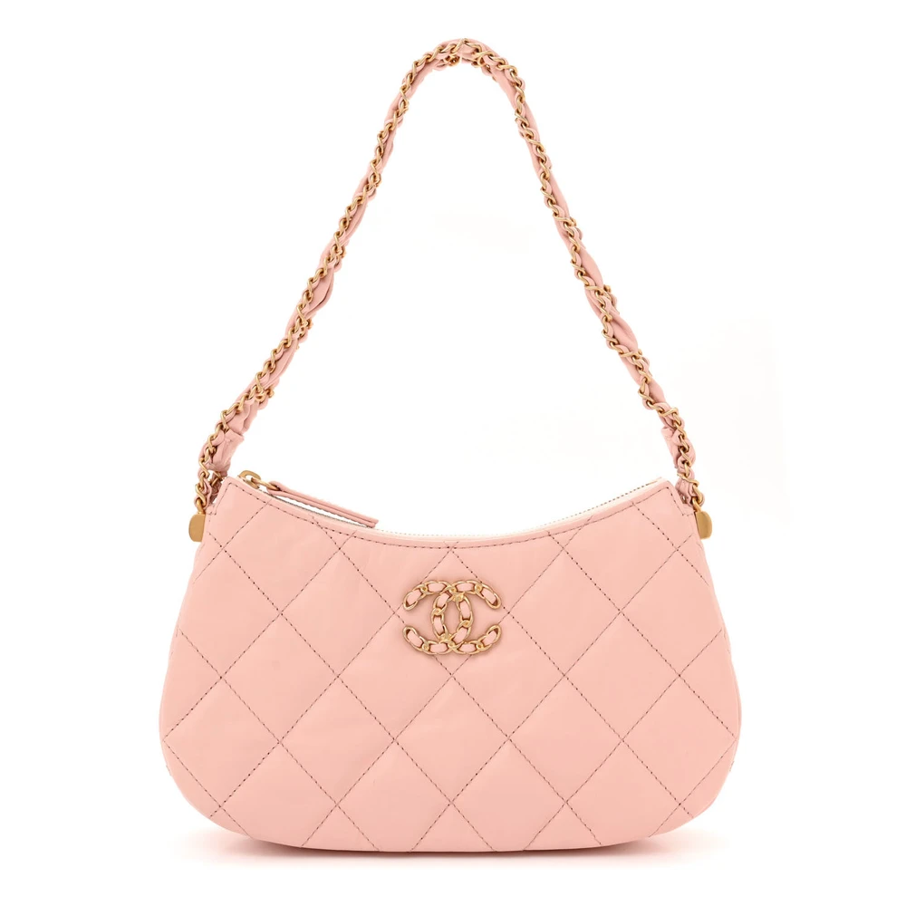 Bolsa Chanel 19 Pink Quilted em Pele de Bezerro Envelhecida